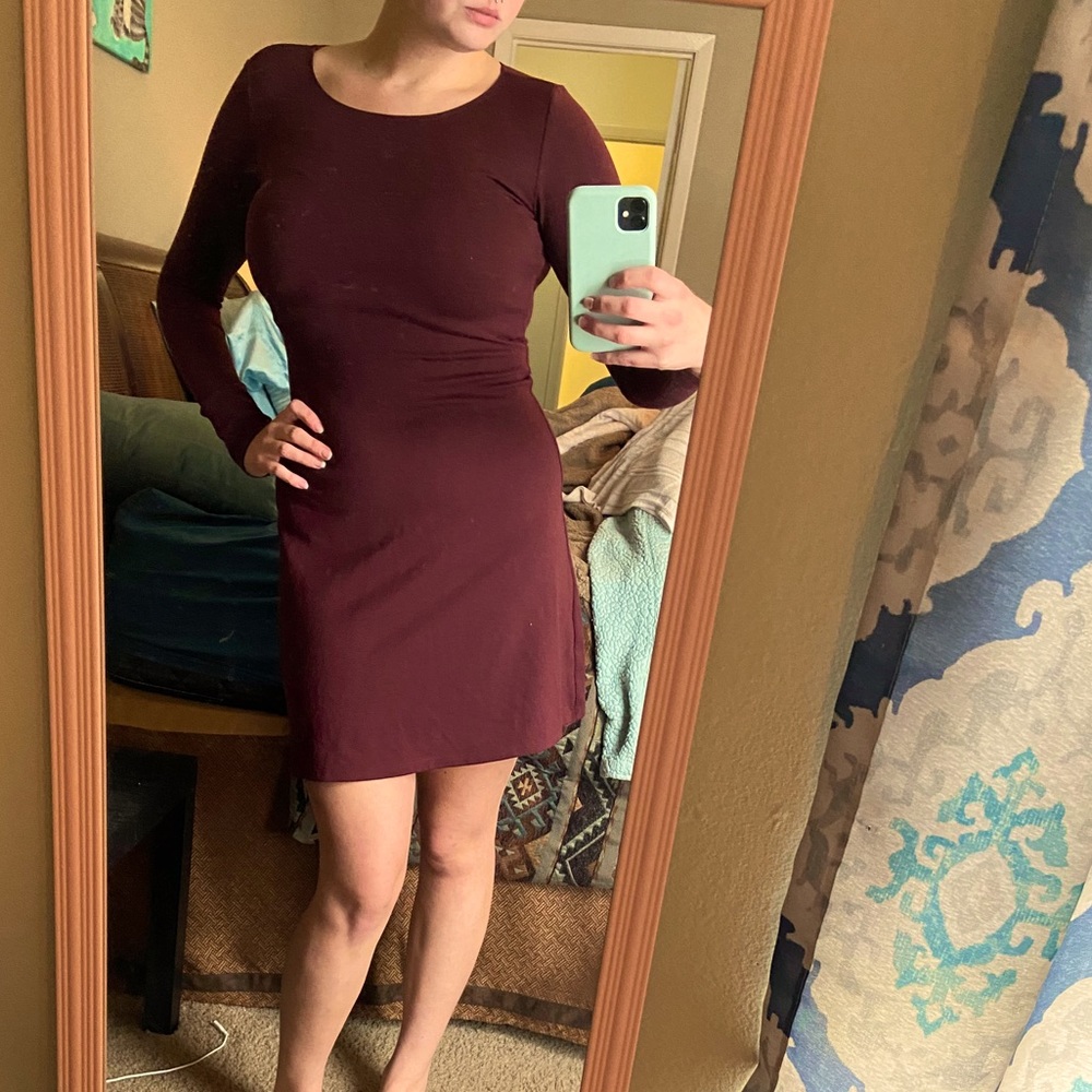 Maroon American Apparel long sleeve winter dress